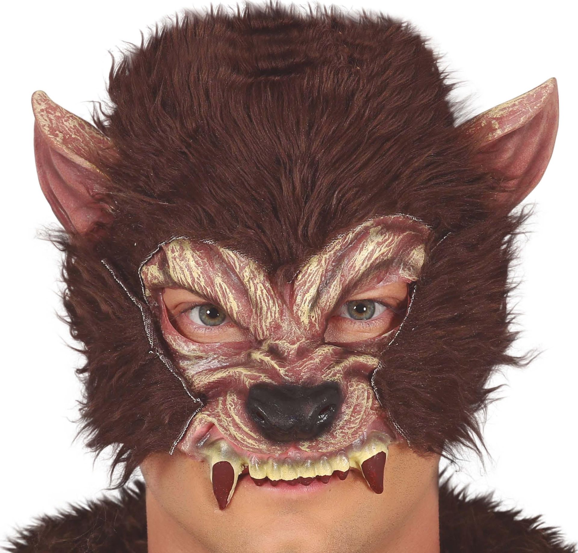 Weerwolf halfmasker met haar latex halloween