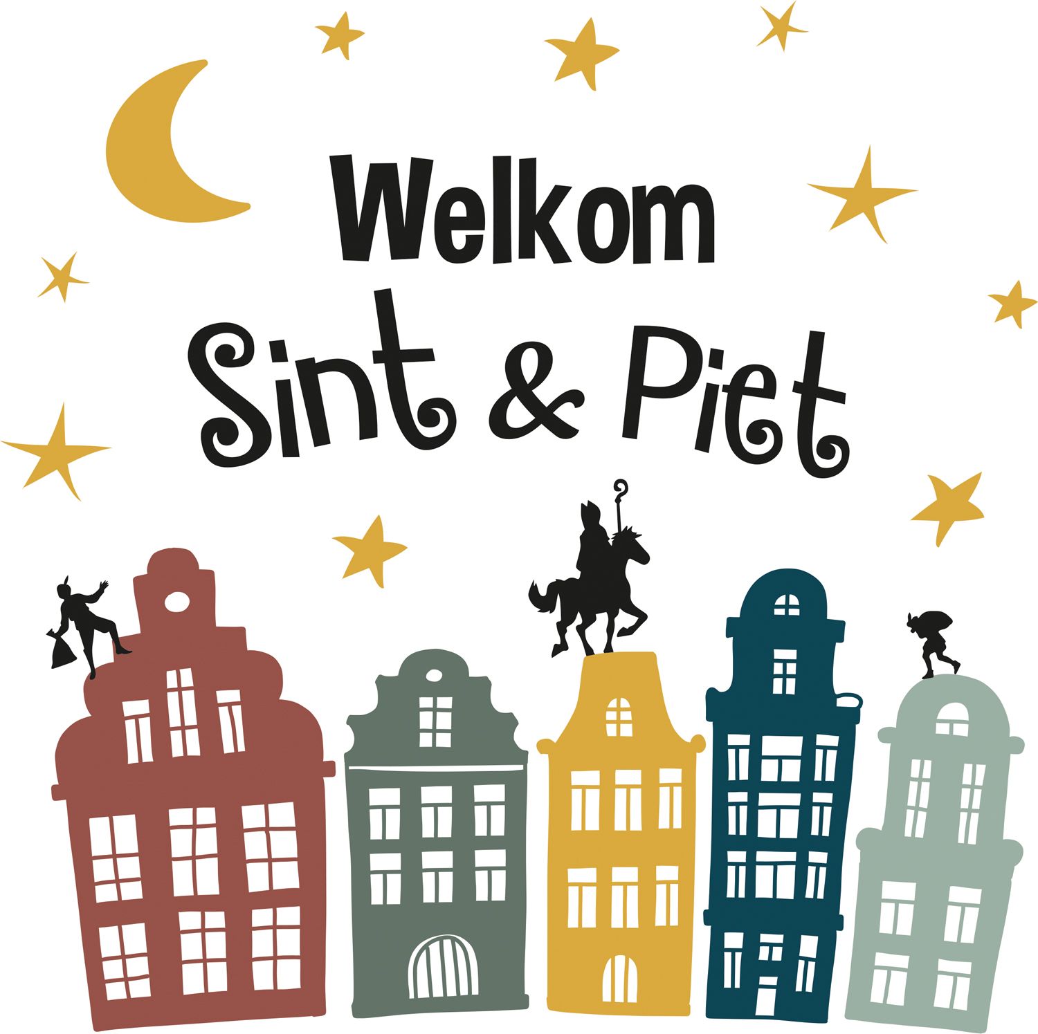 Welkom Sint & Piet raamstickers