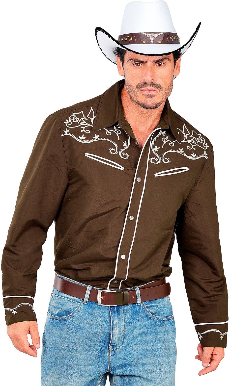 Western Cowboy Overhemd Bruin Heren