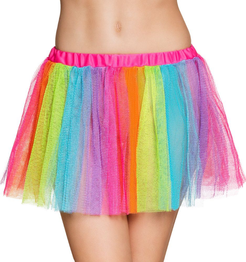 Wijde tutu dames regenboog