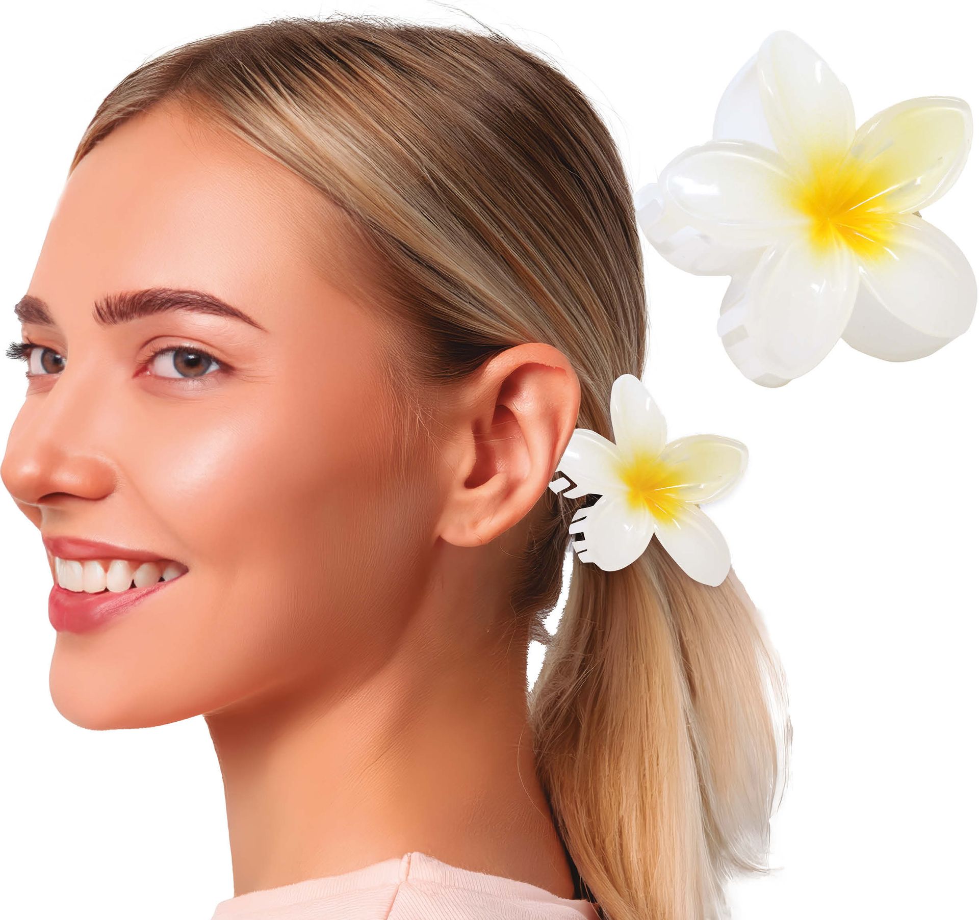 Wit Gele Bloem Haarclip