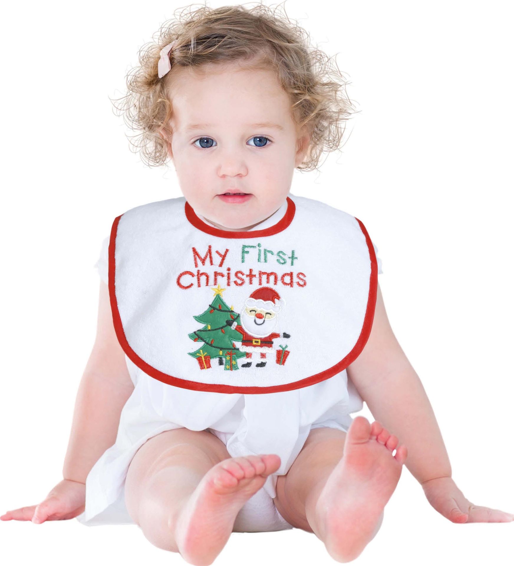 Wit kerst slabbetje baby my first christmas