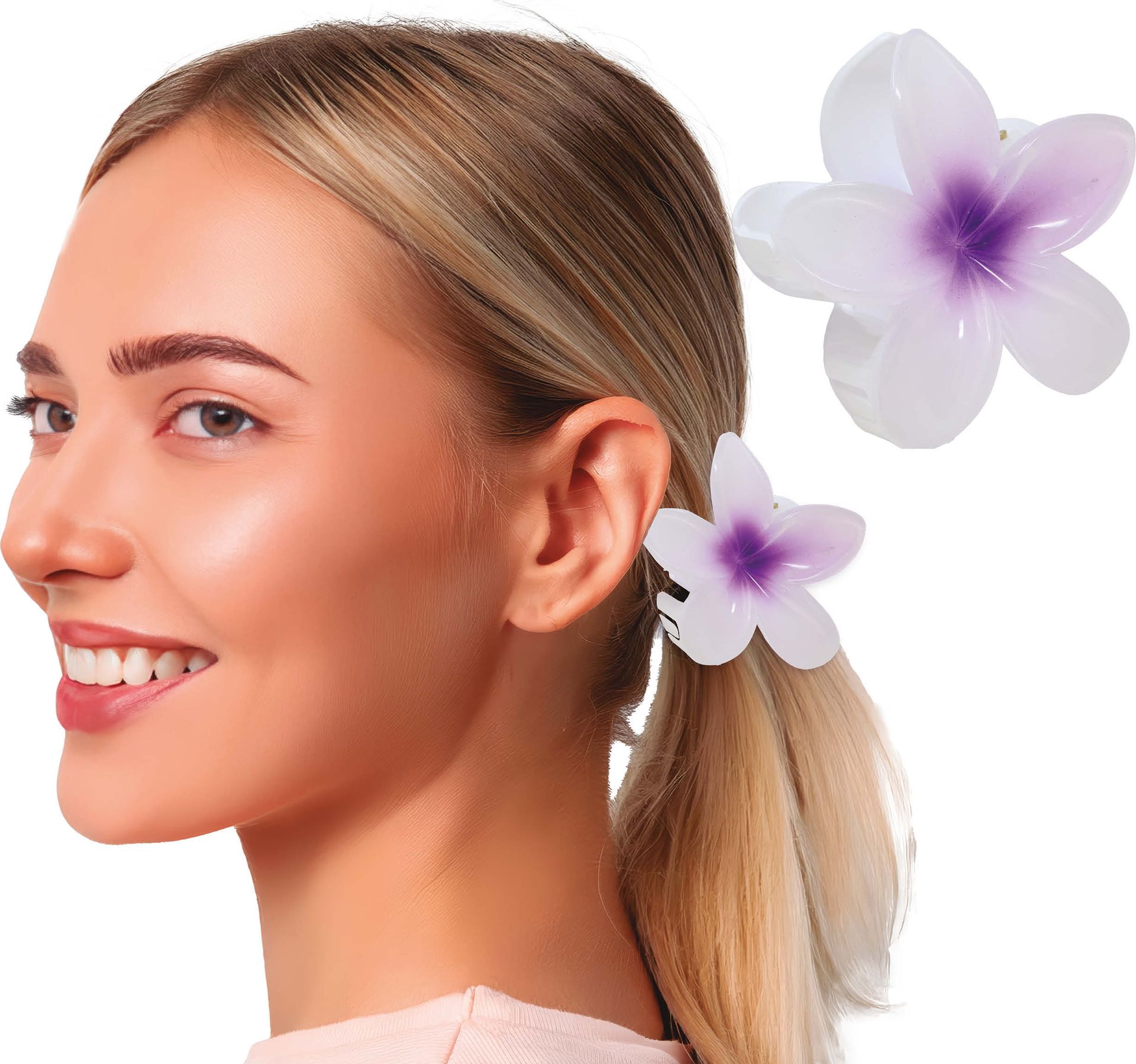 Wit Paarse Bloem Haarclip