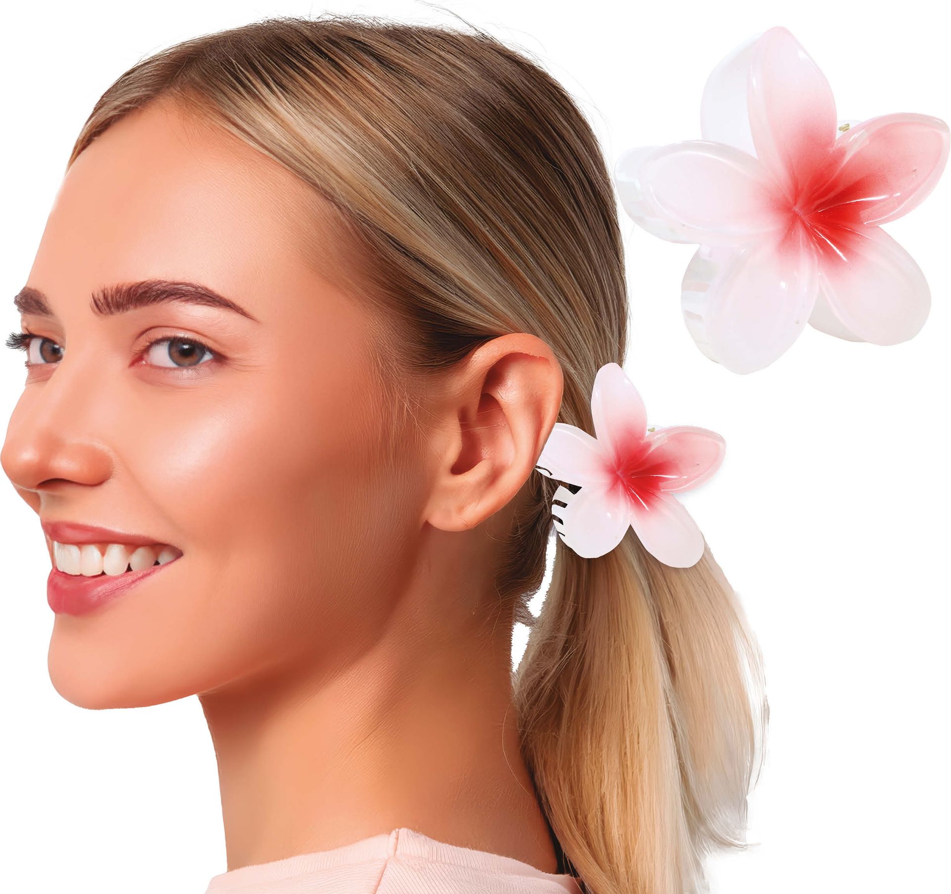 Wit Rode Bloem Haarclip
