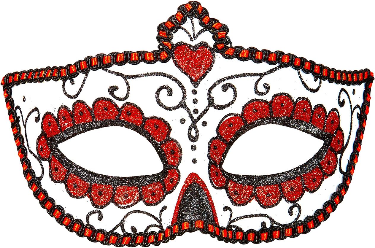 Wit rood day of the dead oogmasker