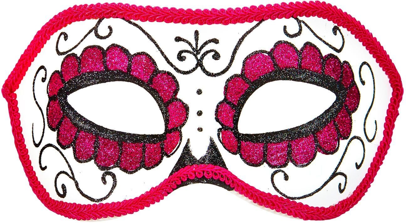 Wit roze day of the dead oogmasker