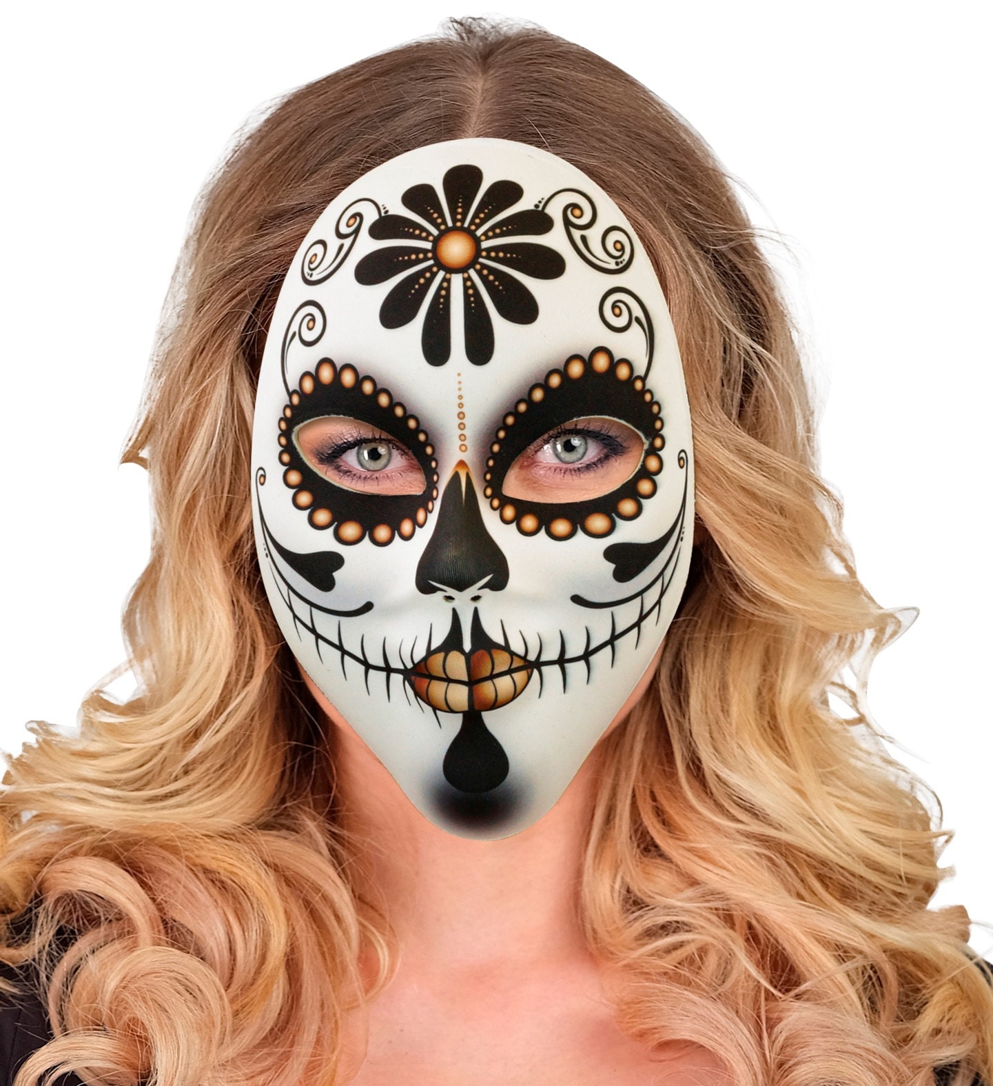 Wit Schedel Masker met Bloem Halloween