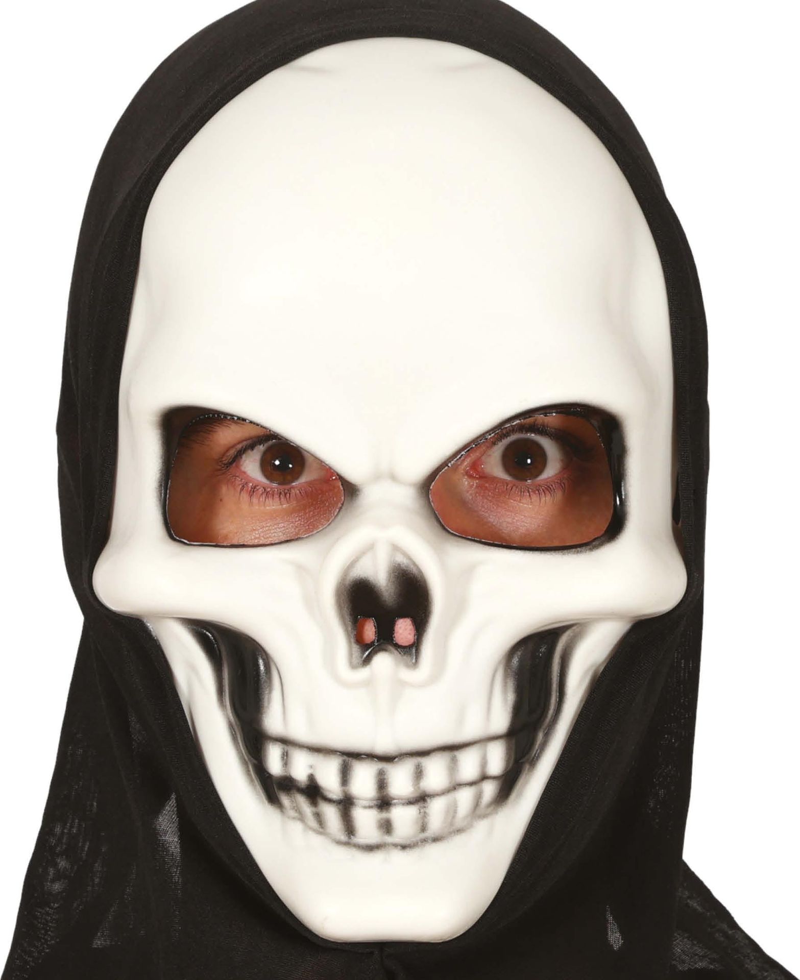Wit schedel masker met kap halloween