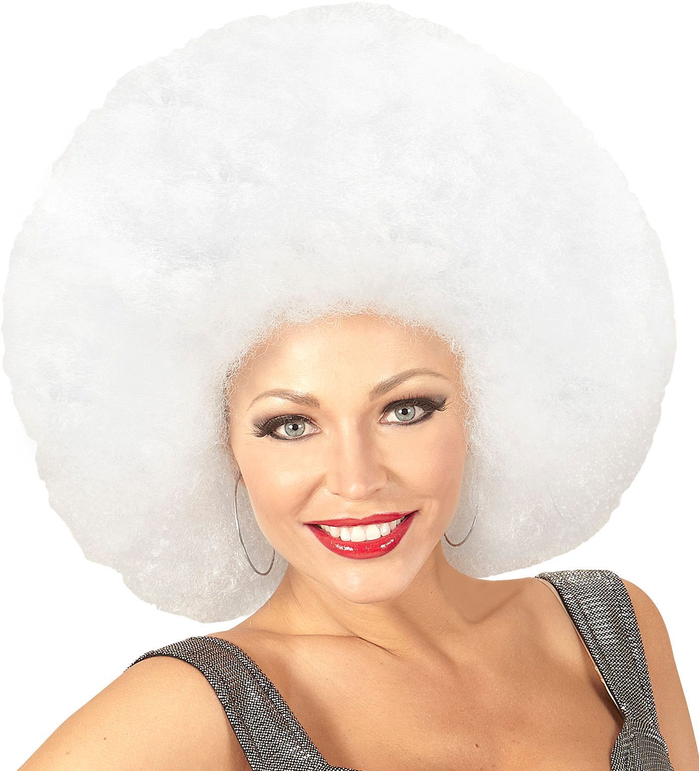 Witte afro pruik extra groot