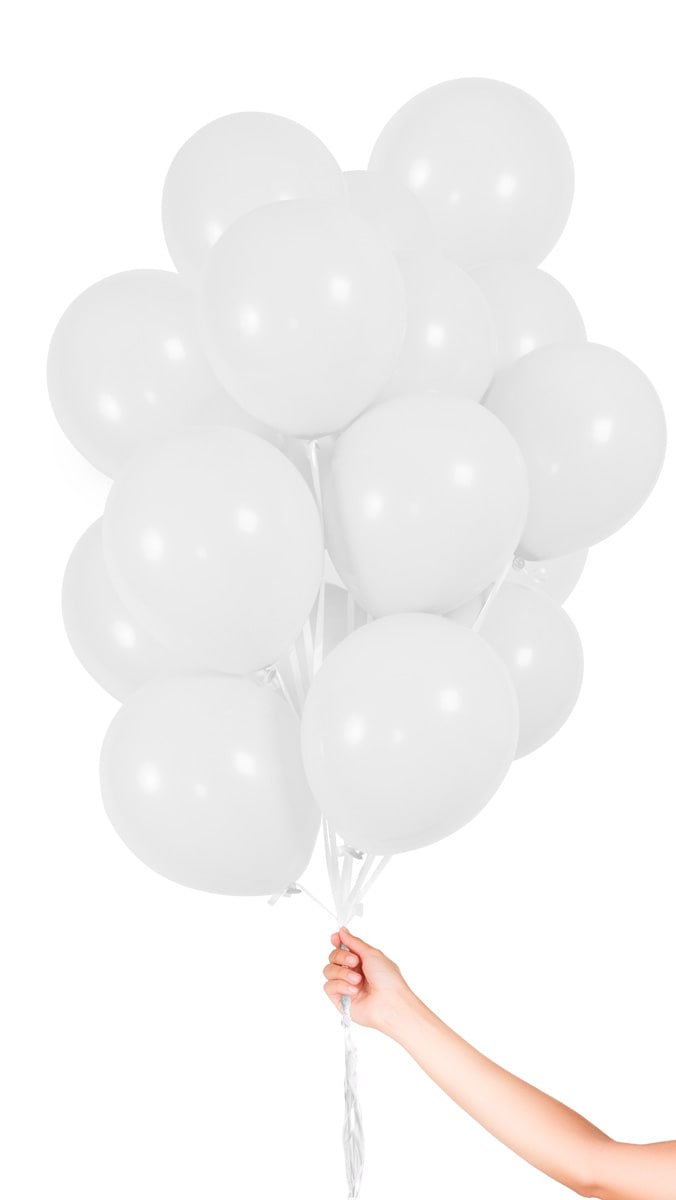 Witte ballonnen met lint 30 stuks 23cm