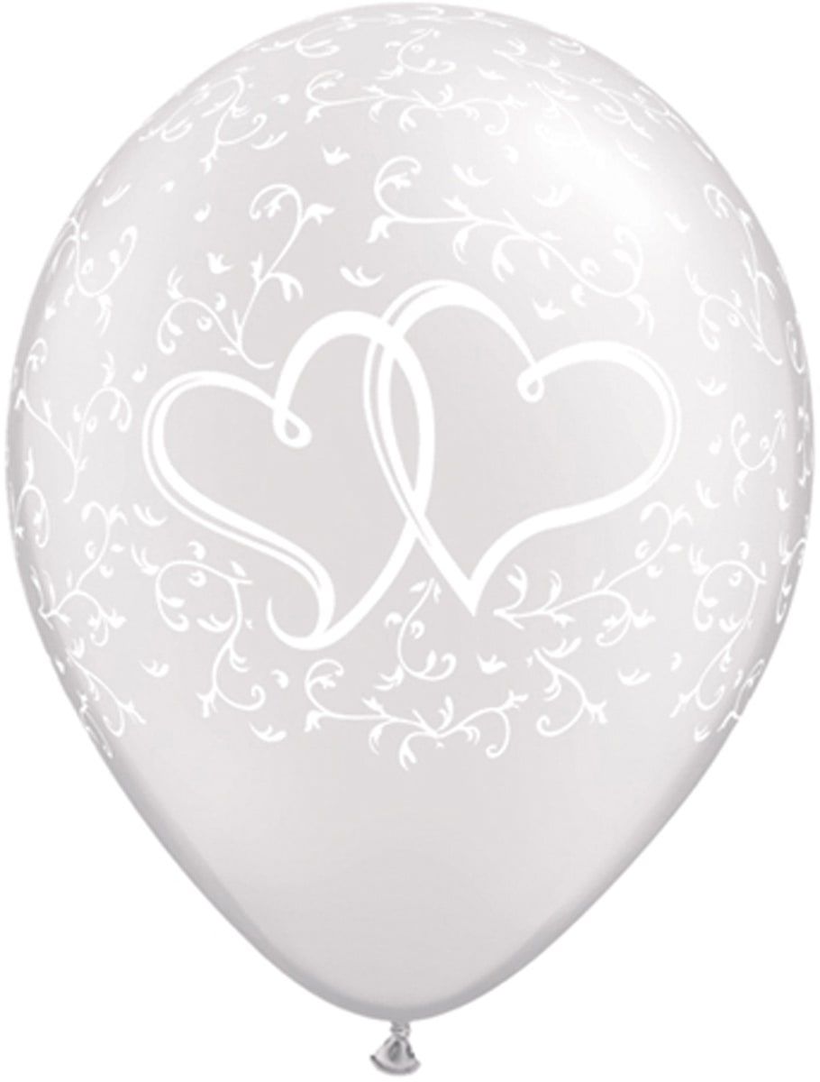 Witte ballonnen met parel hartjes 25 stuks