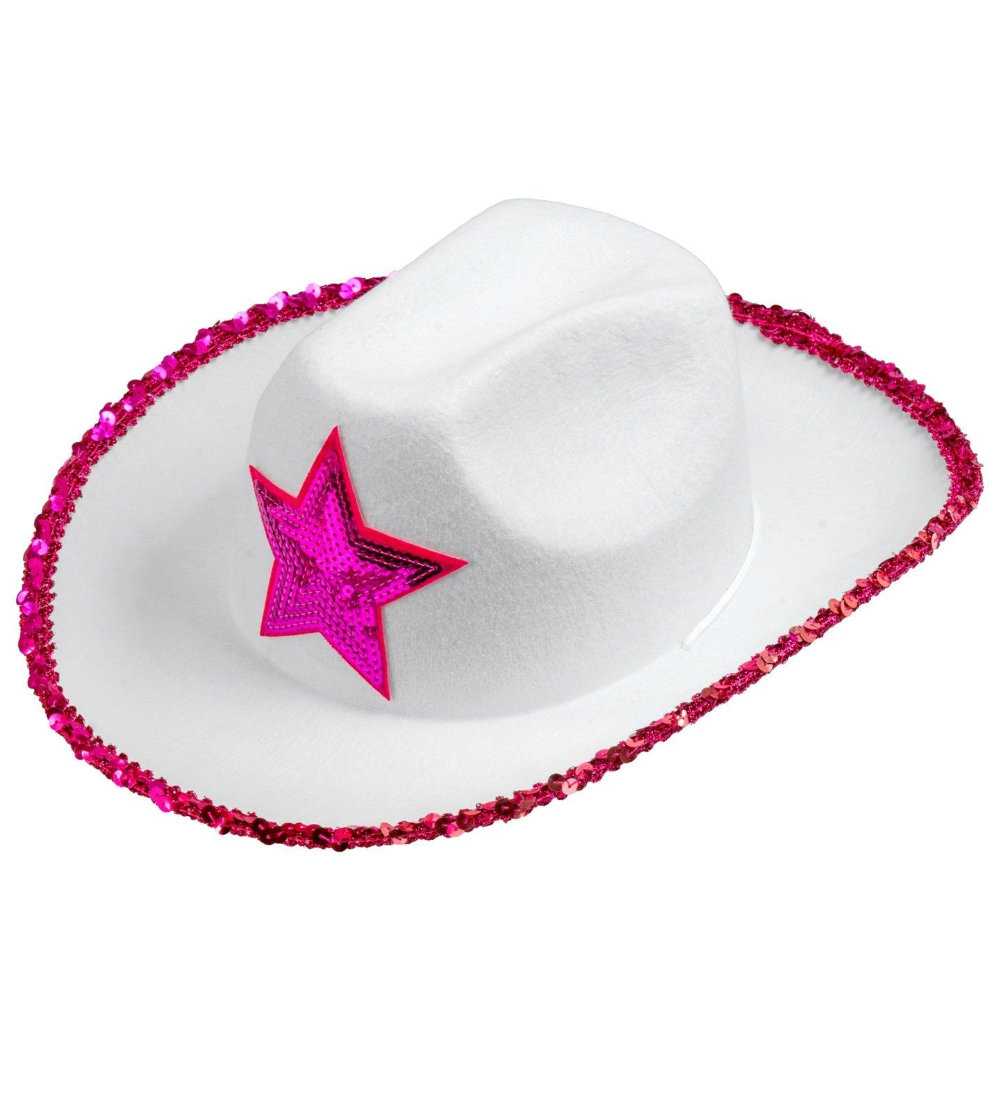 Witte Cowgirl Hoed met Roze Ster