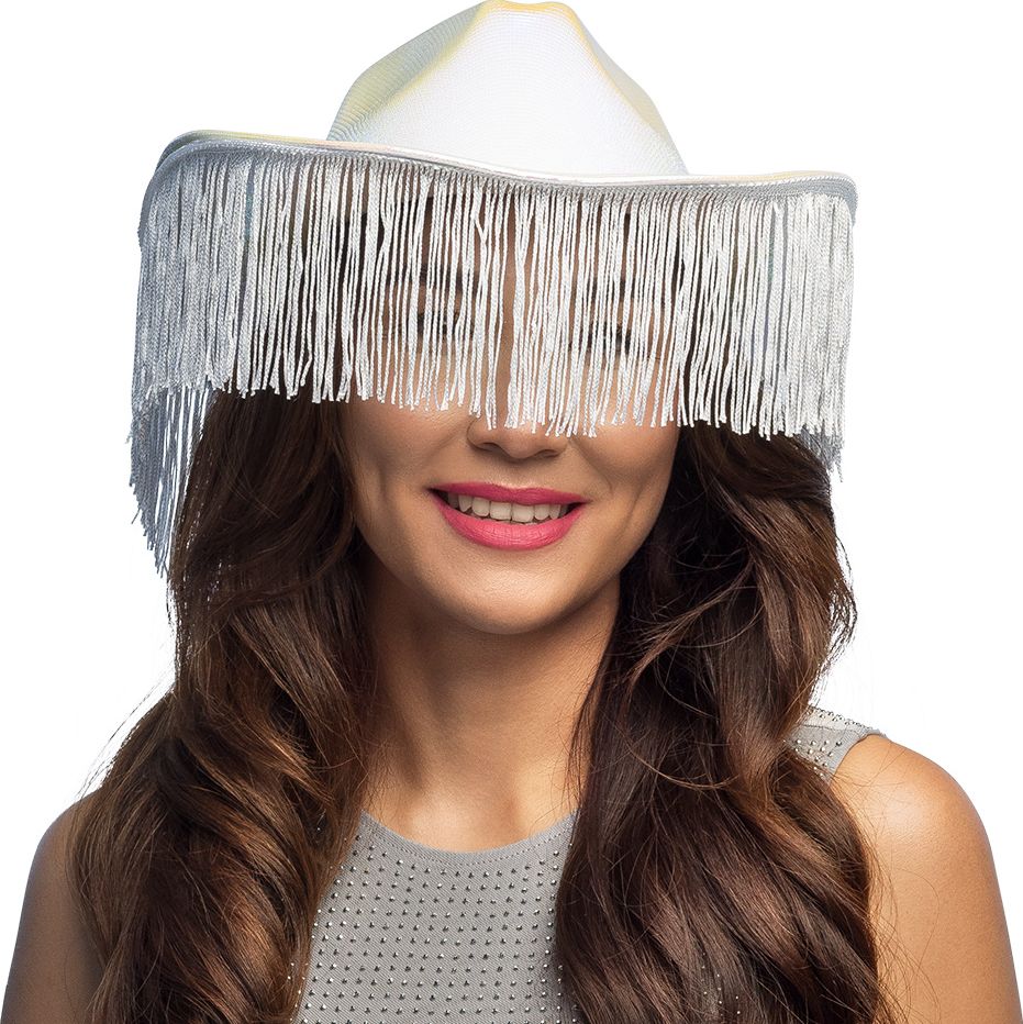 Witte Festival Hoed met Franjes