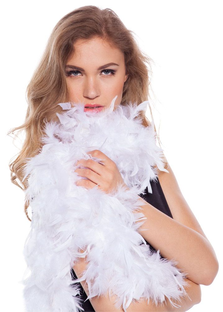 Witte luxe veren boa 180cm