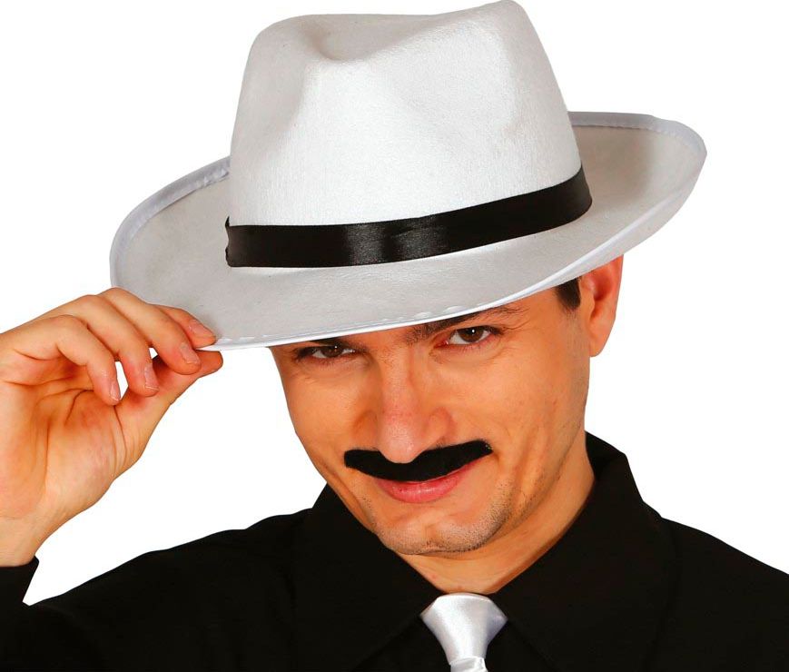Witte mafioso hoed met lint