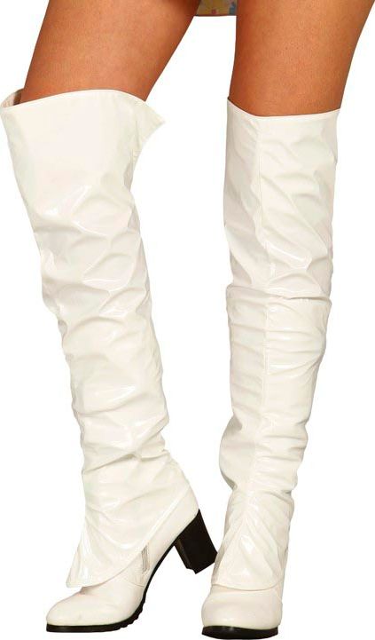 Witte opzetlaarzen latex look