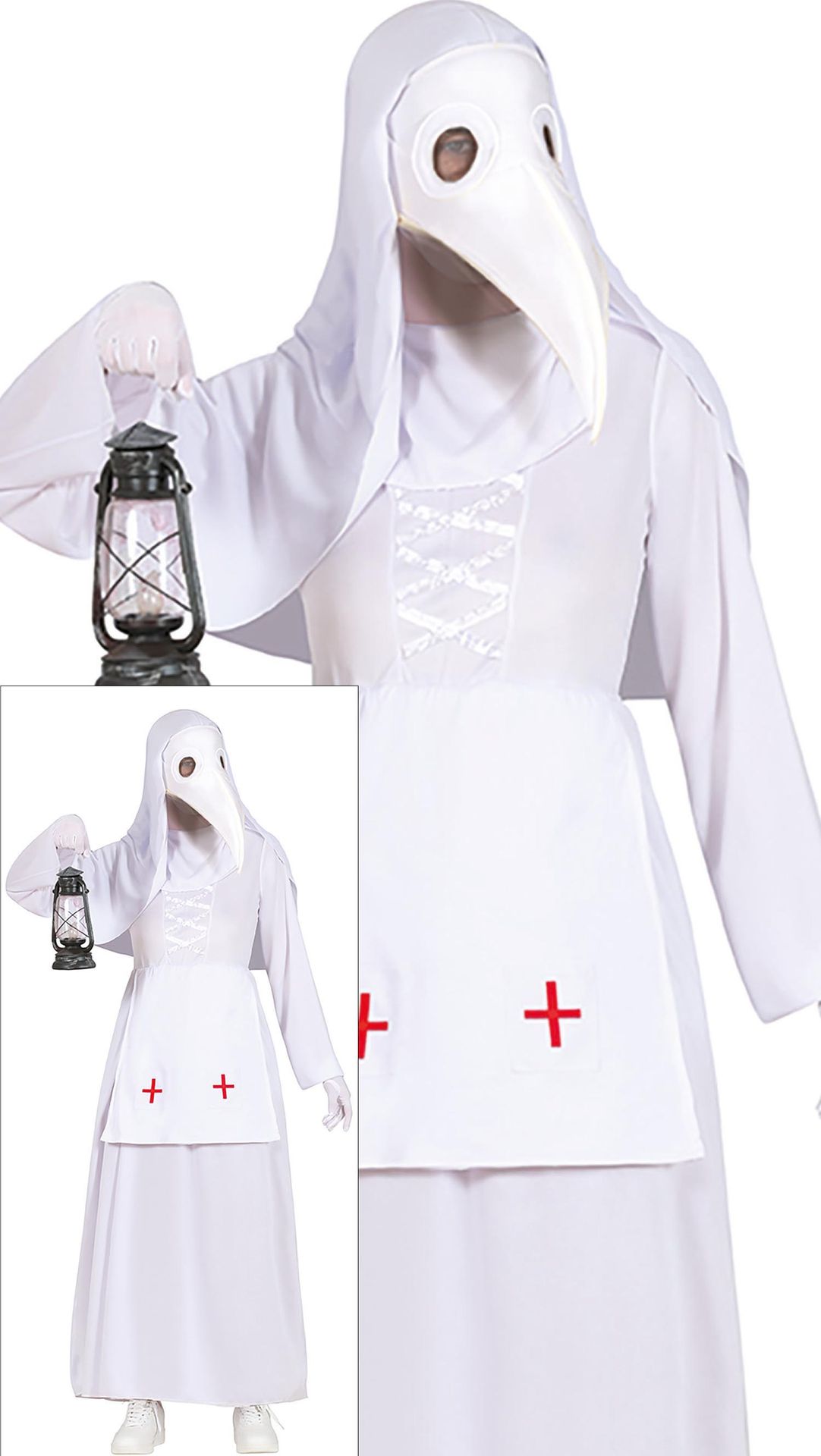 Witte pest dokter jurk halloween dames