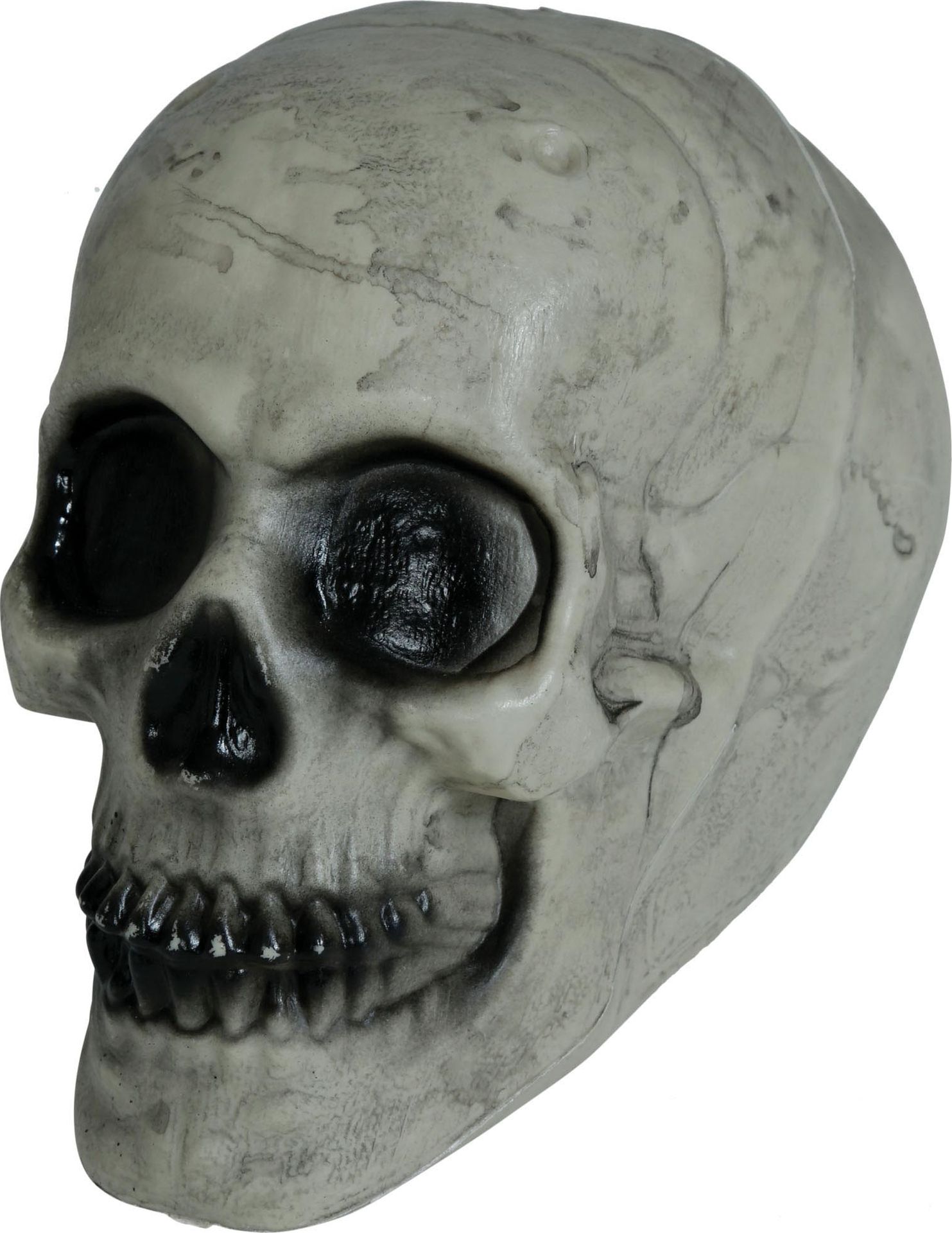 Witte schedel met zwarte ogen 20 cm halloween