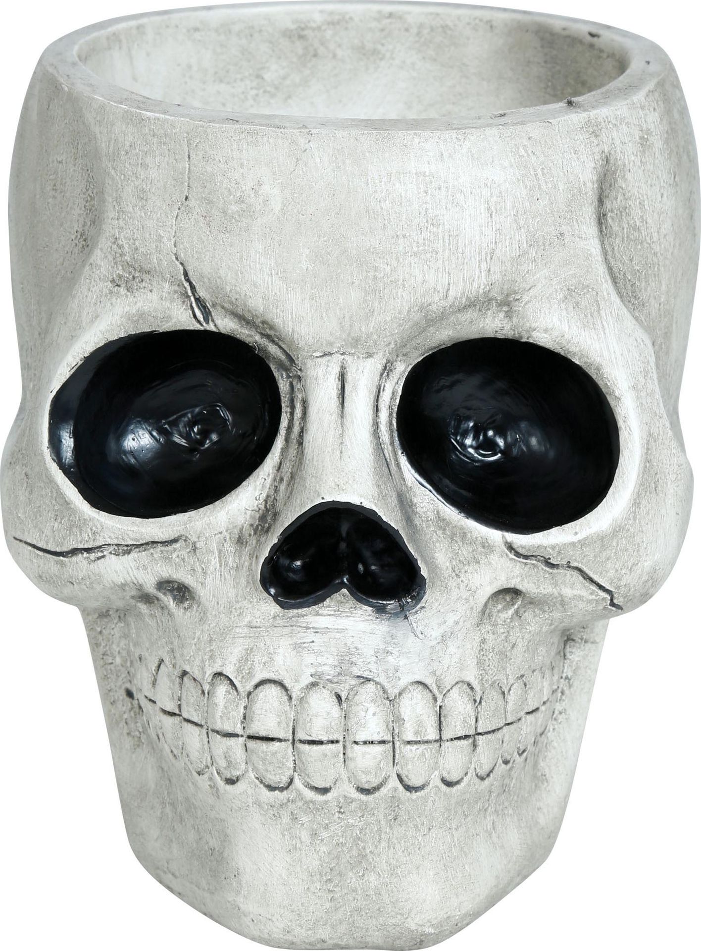 Witte schedel met zwarte ogen kom 15 x 12 cm halloween