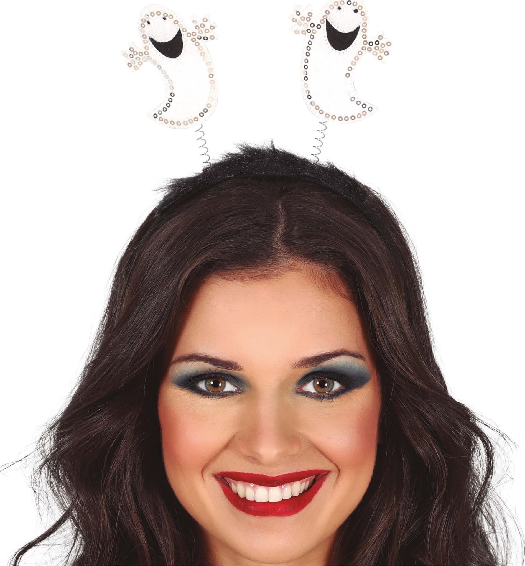 Witte spoken met springveren haarband halloween