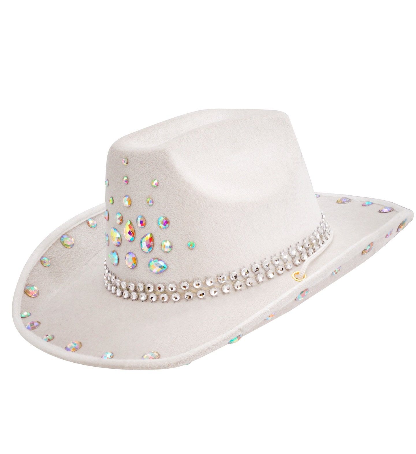 Witte Western Cowboyhoed met Glinster Steentjes