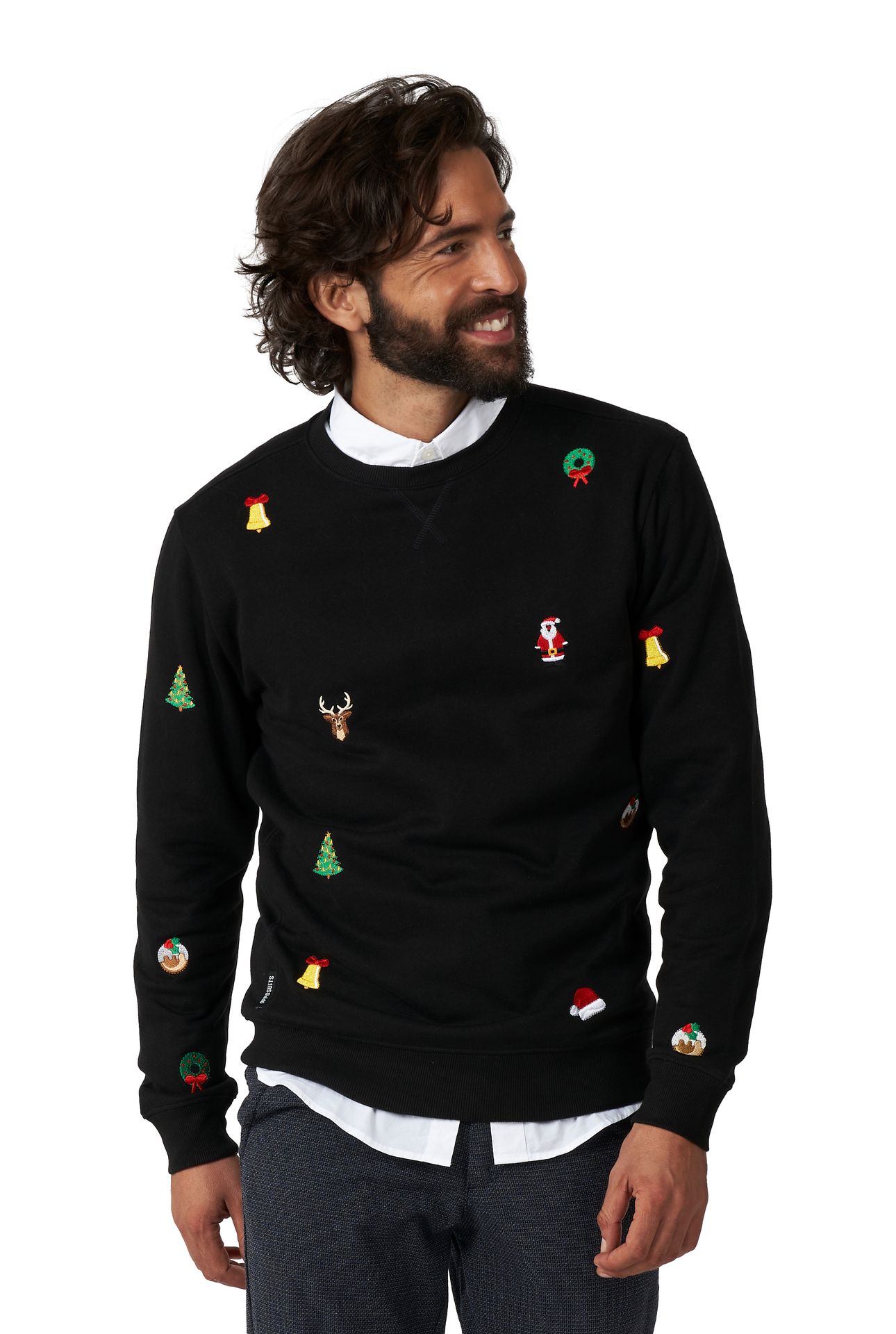 X-Mas Icons Black Sweater Heren Opposuits