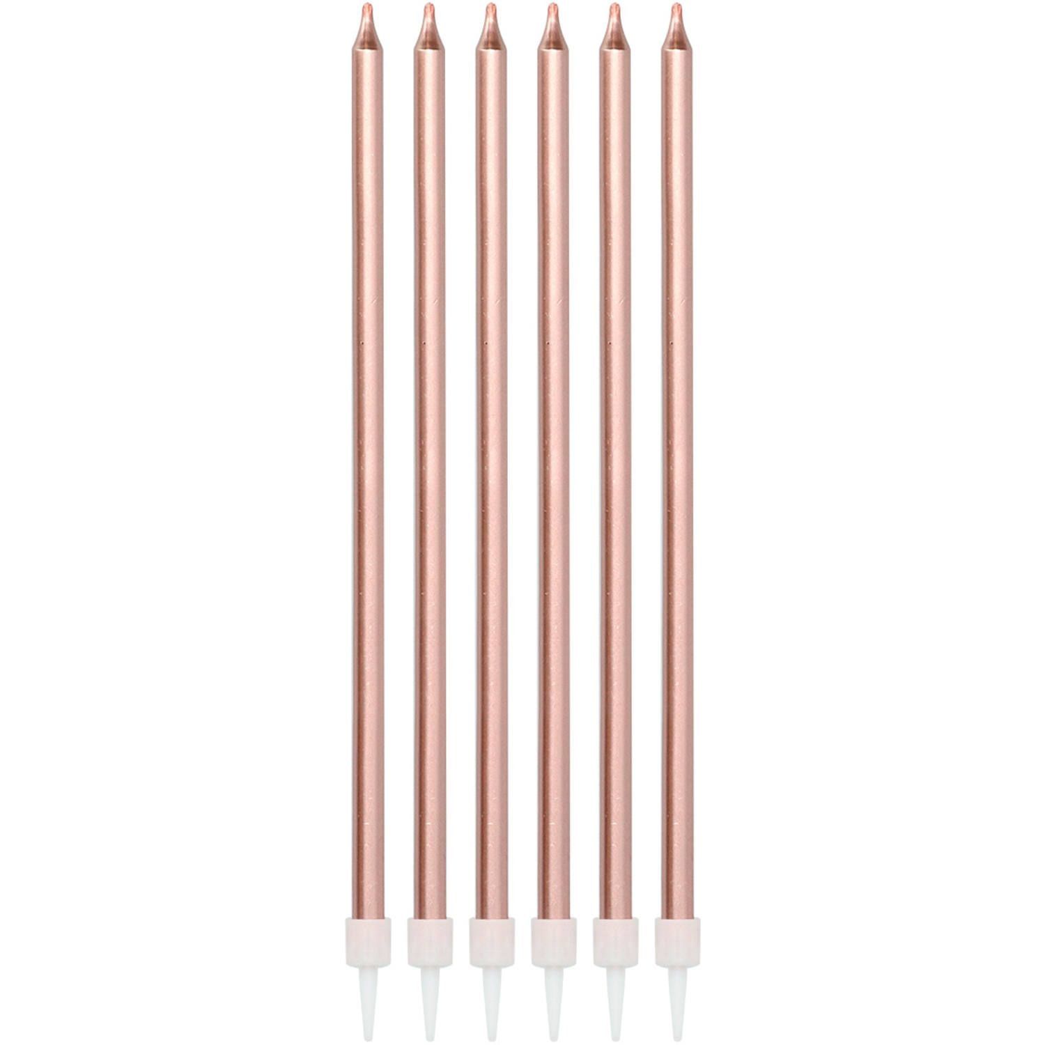 XL kaarsenset 16 stuks rosegoud metallic