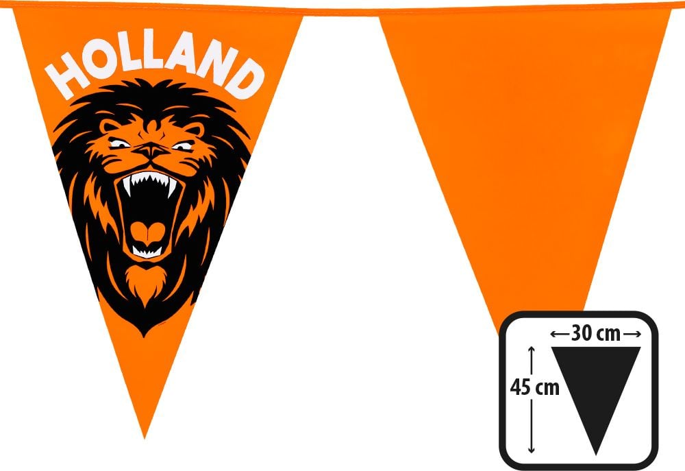XXL Hollandse leeuw oranje vlaggenlijn 6 meter