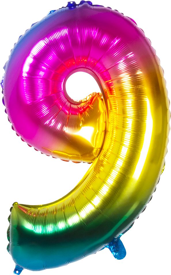 XXL regenboog ballon cijfer 9