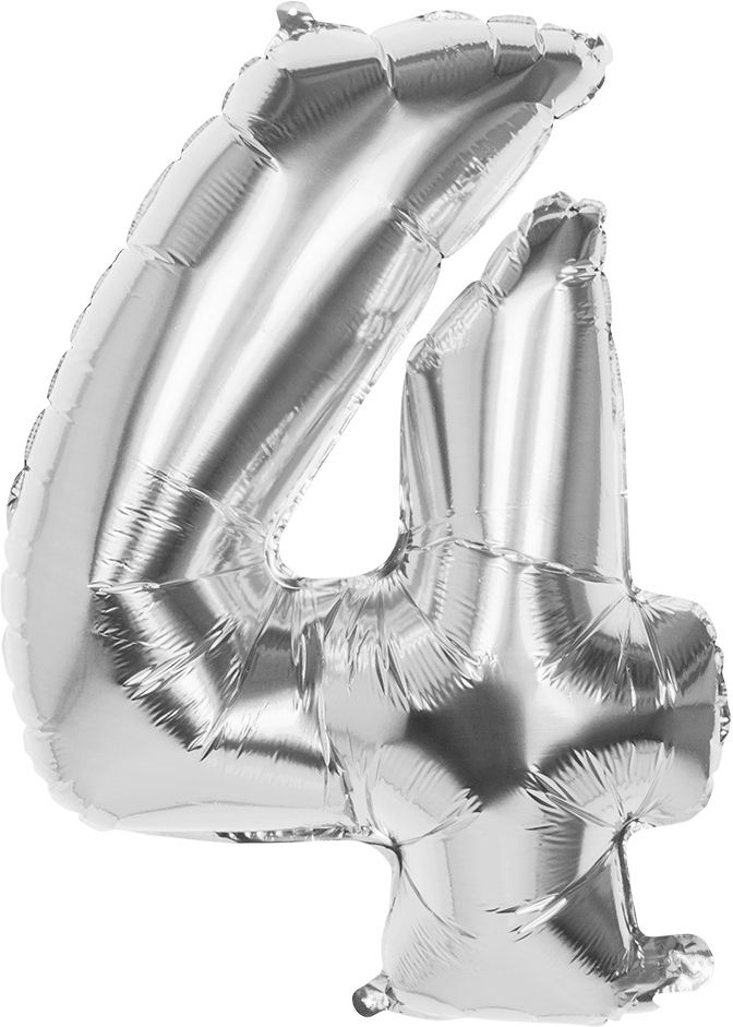 XXL zilveren ballon cijfer 4