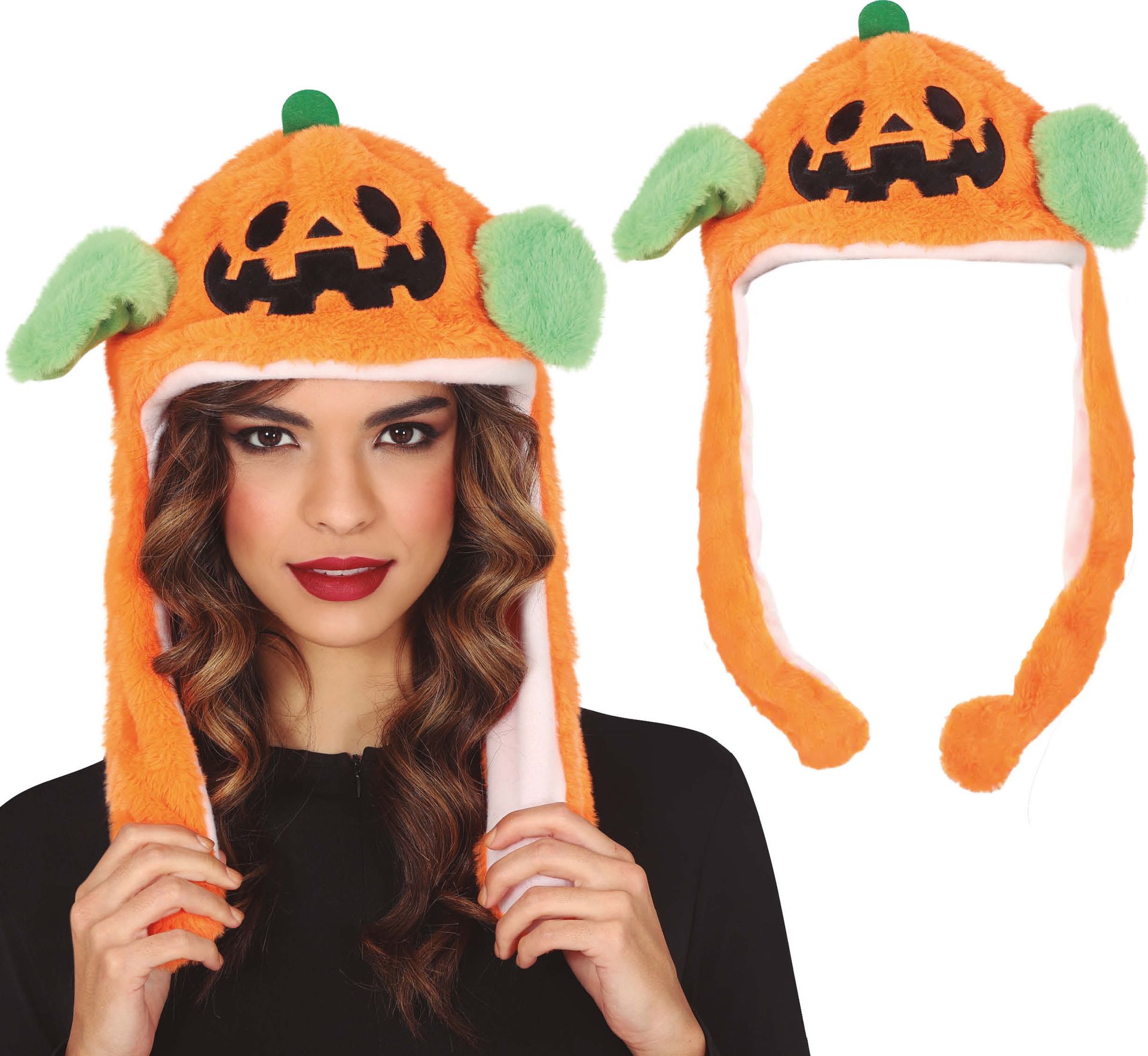 Zachte oranje pompoen hoed met bewegende oren halloween