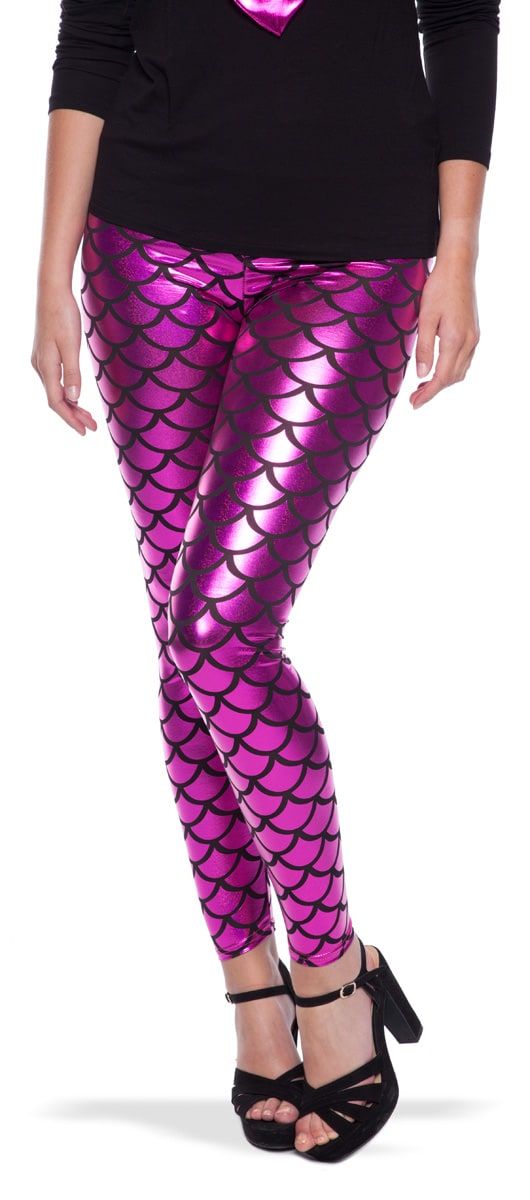 Zeemeermin metallic roze legging dames