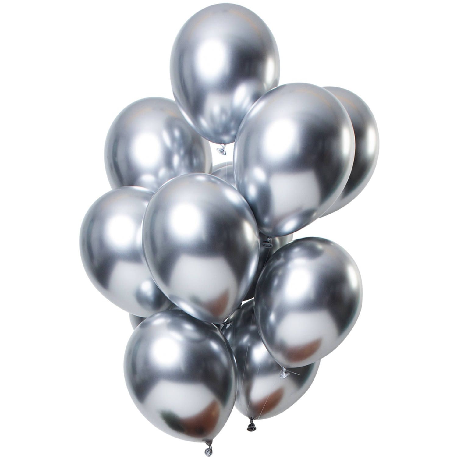 Zilver mirror effect ballonnen 12 stuks