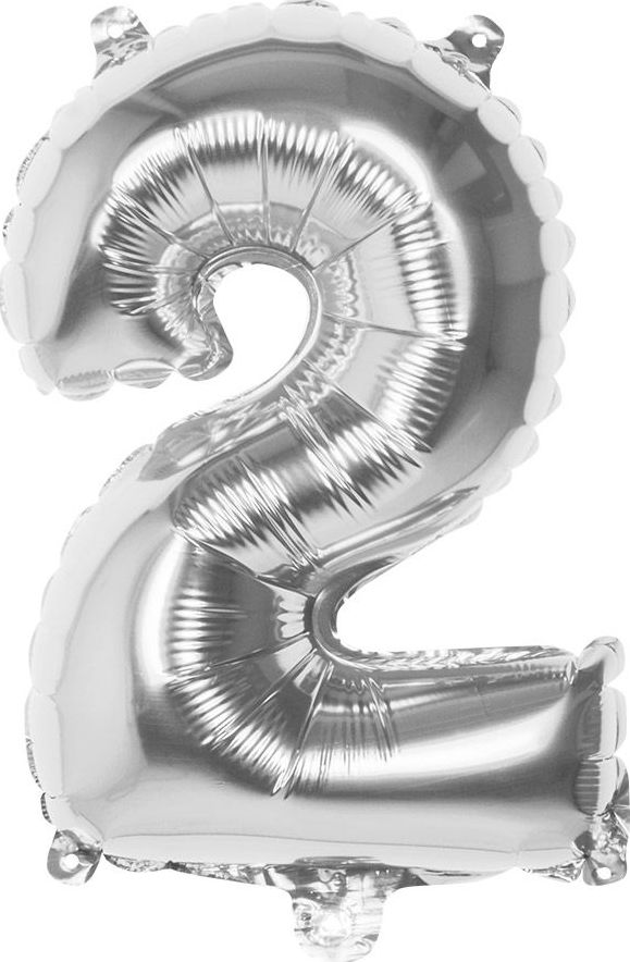 Zilveren ballon cijfer 2