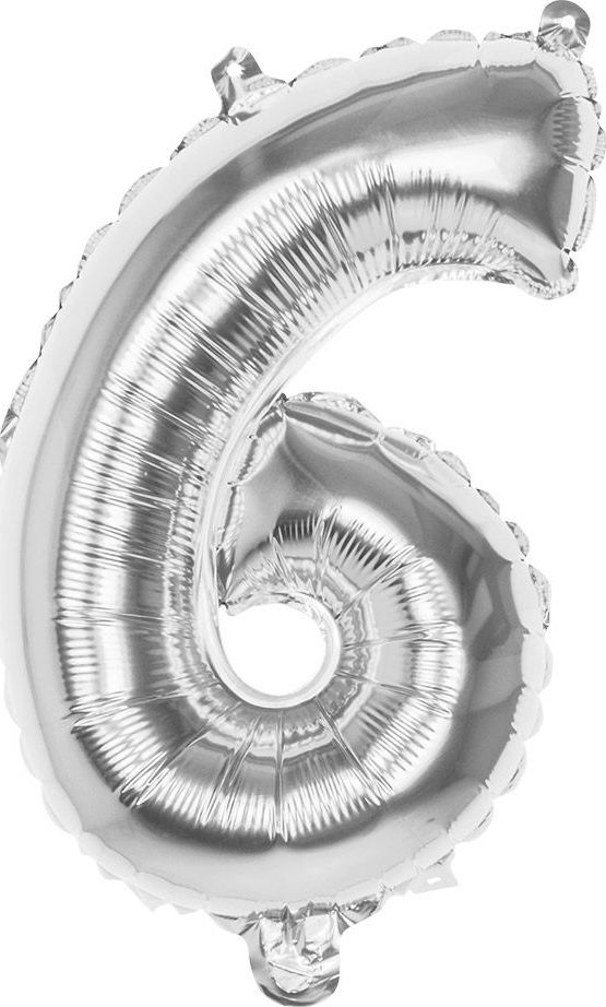 Zilveren ballon cijfer 6