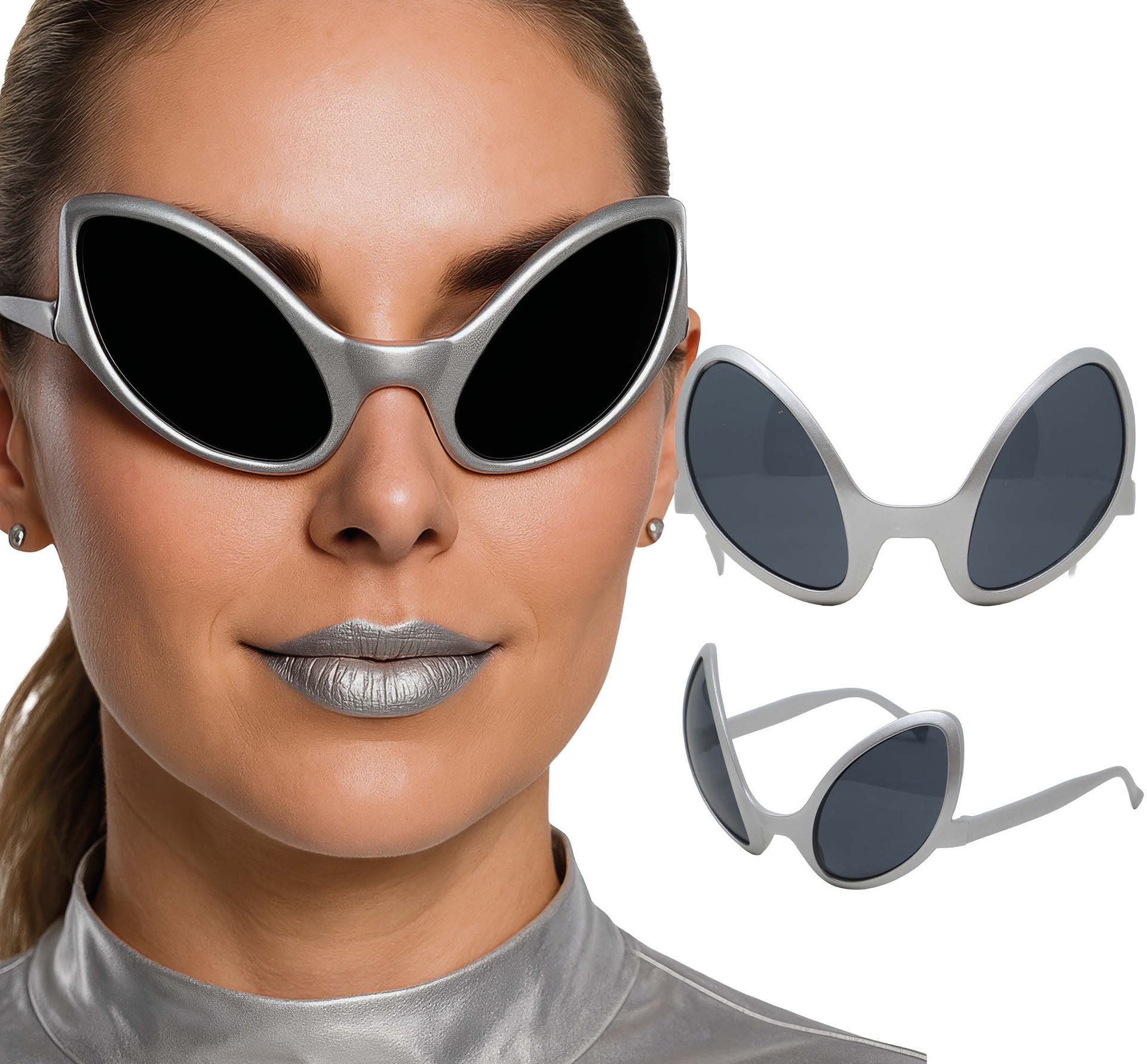 Zilveren Disco Alien Bril