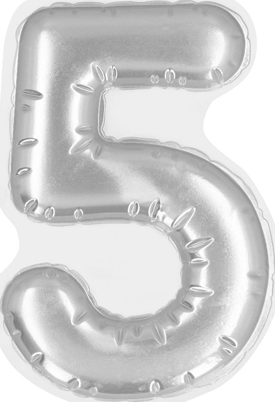Zilveren Folieballon Sticker Cijfer '5'