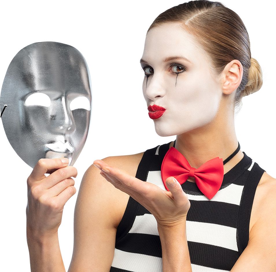 Zilveren Gezichtsmasker Mime