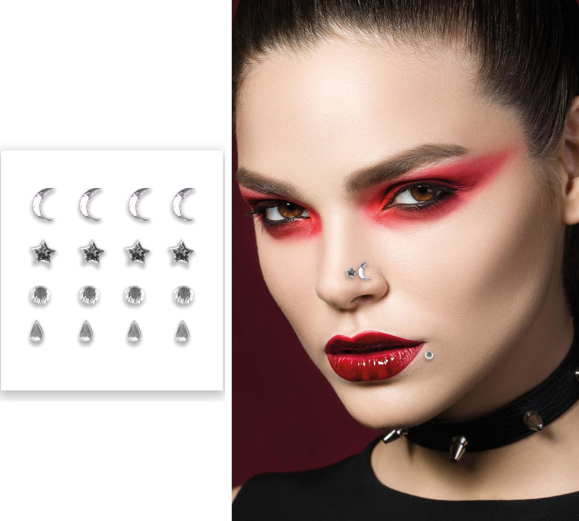 Zilveren gezichtstickers nep piercings