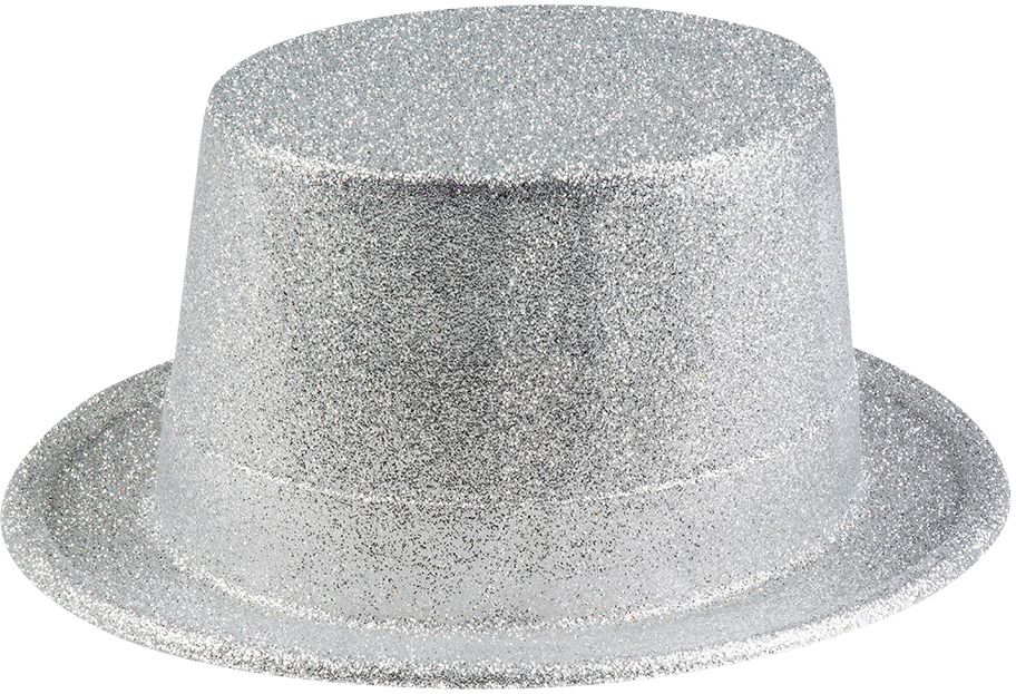 Zilveren glitter hoge hoed