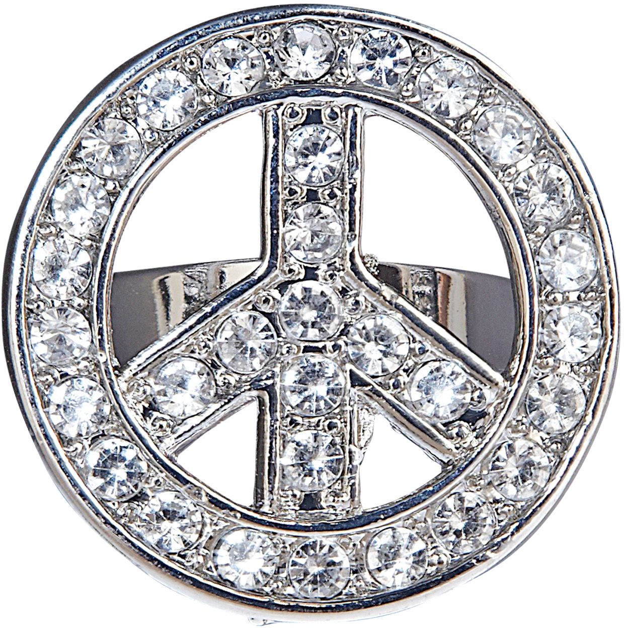 Zilveren hippie peace ring