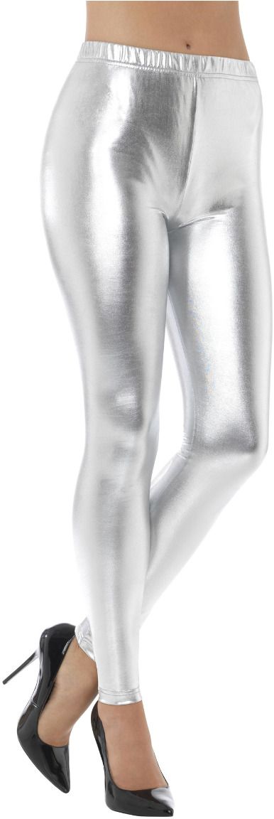 Zilveren jaren 80 metallic leggings