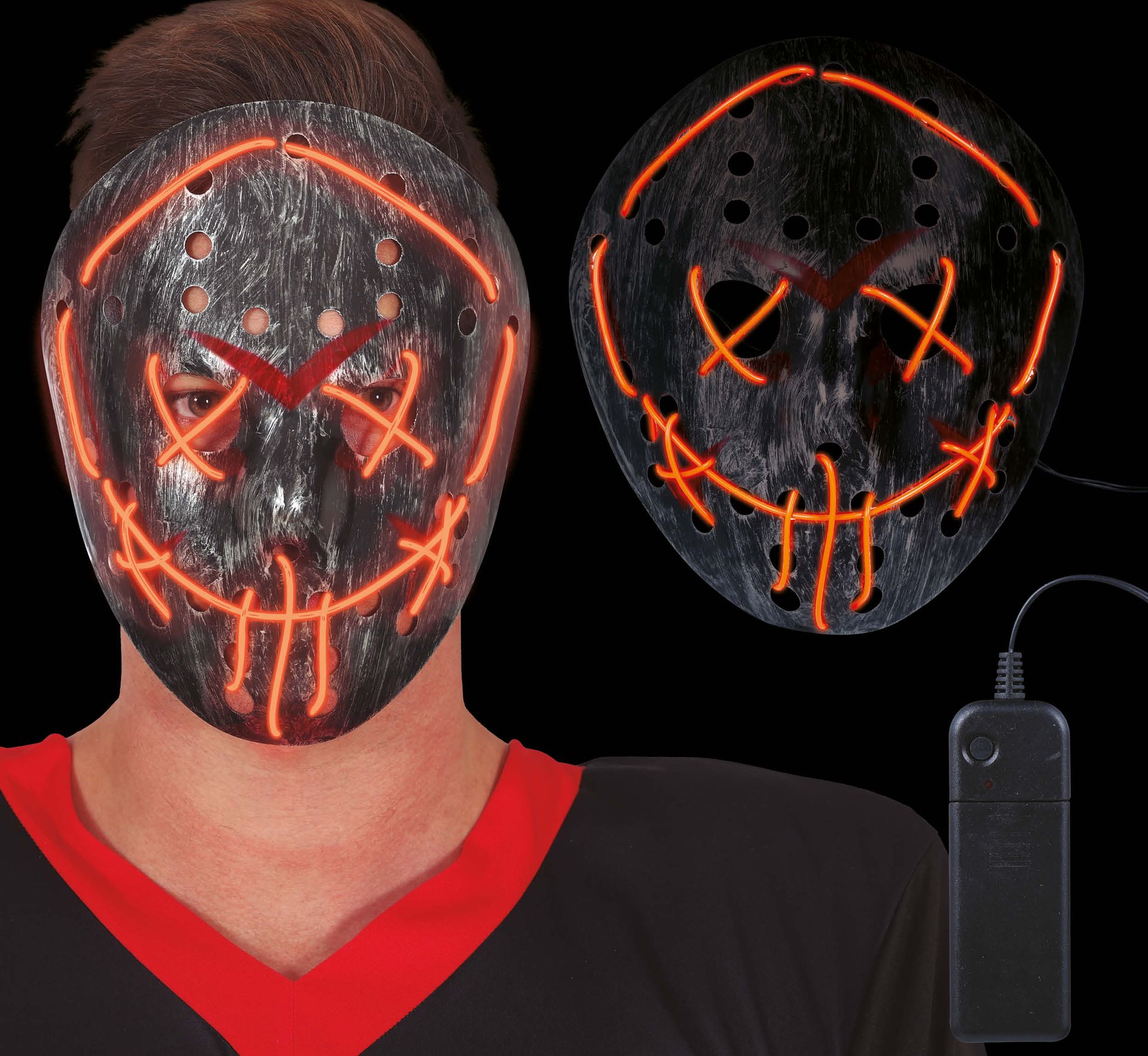 Zilveren Jason Voorhees verlicht masker halloween