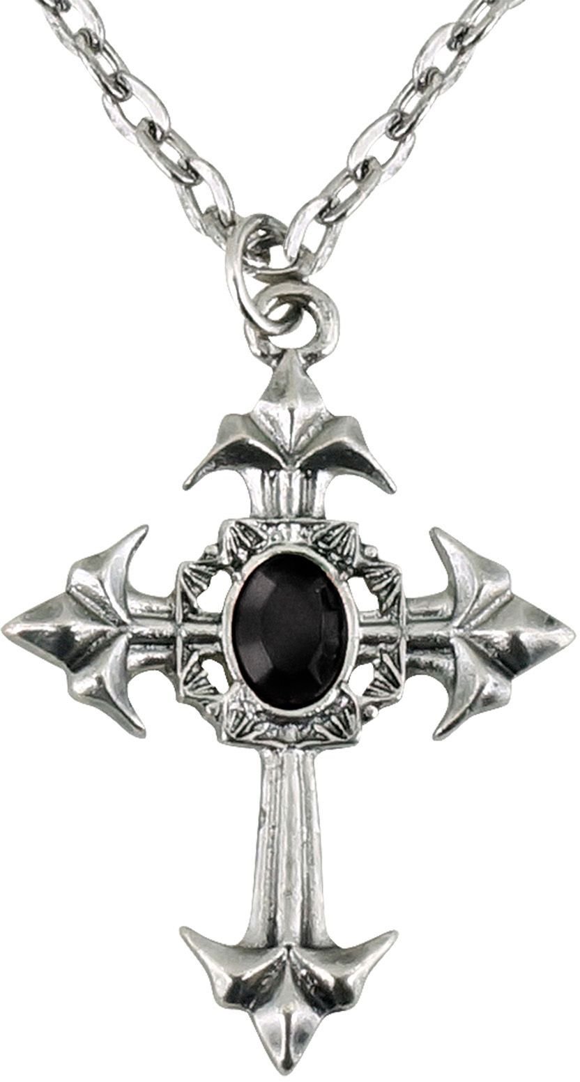 Zilveren kruis gothic ketting