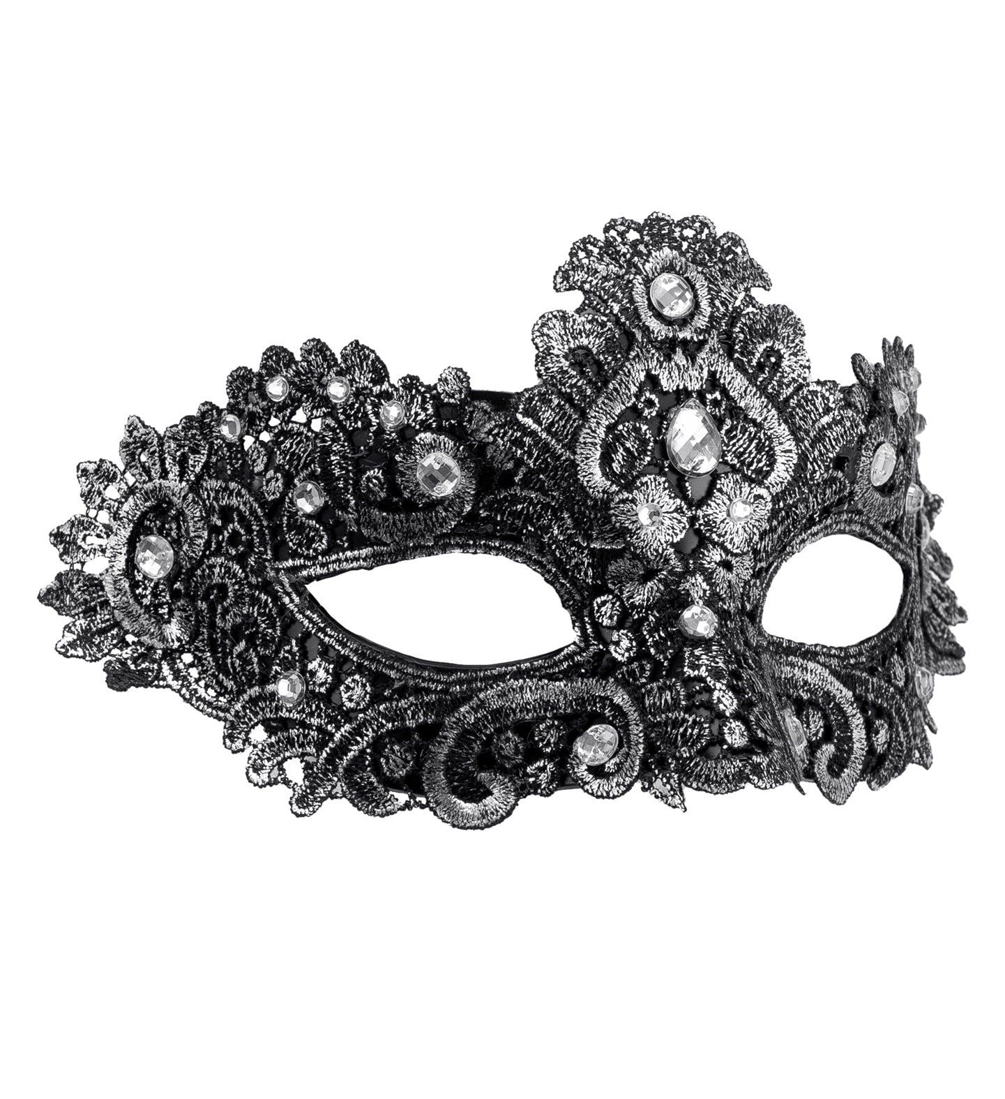 Zilveren Masquerade Oogmasker met Stenen