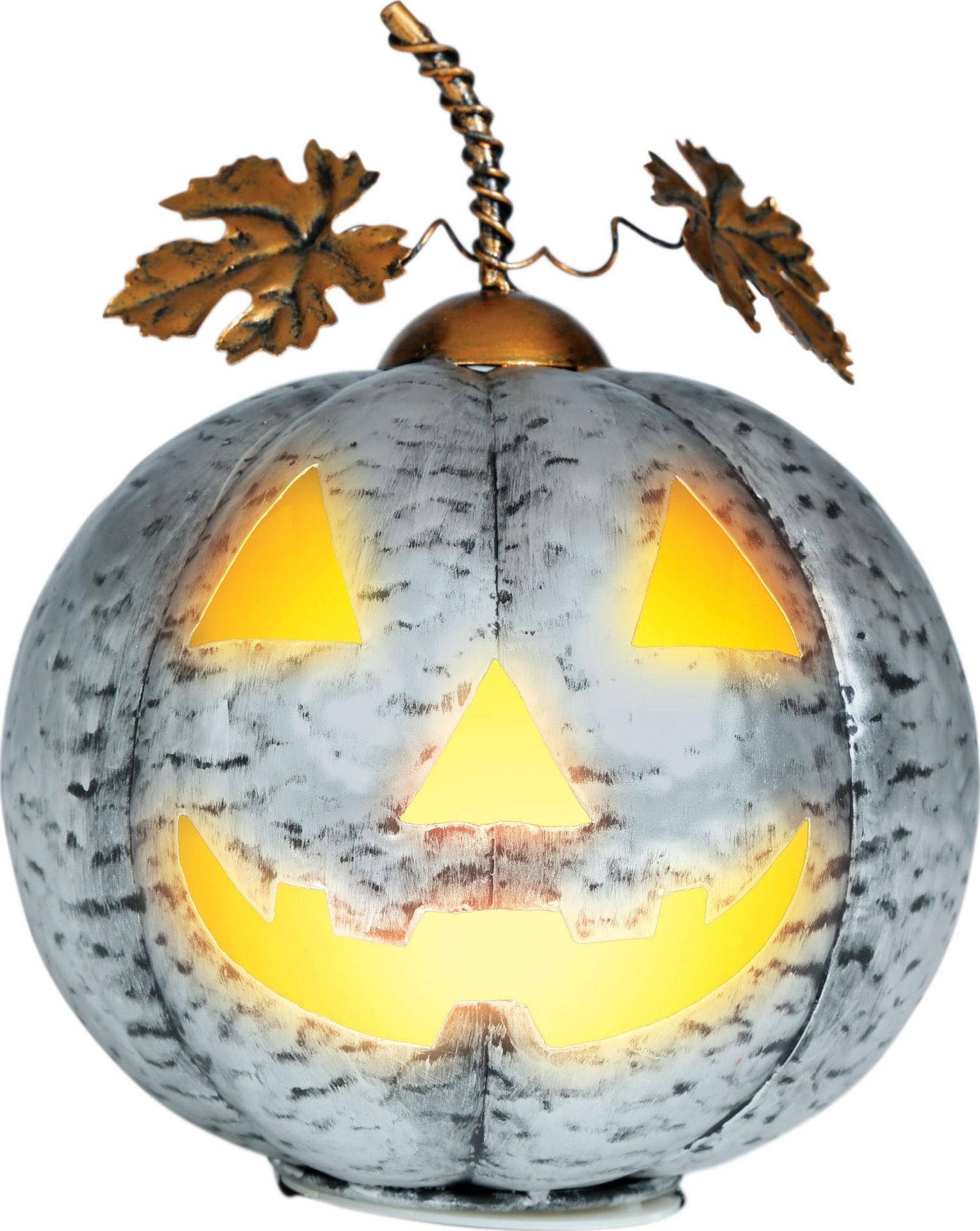 Zilveren metalen pompoen met verlichting halloween