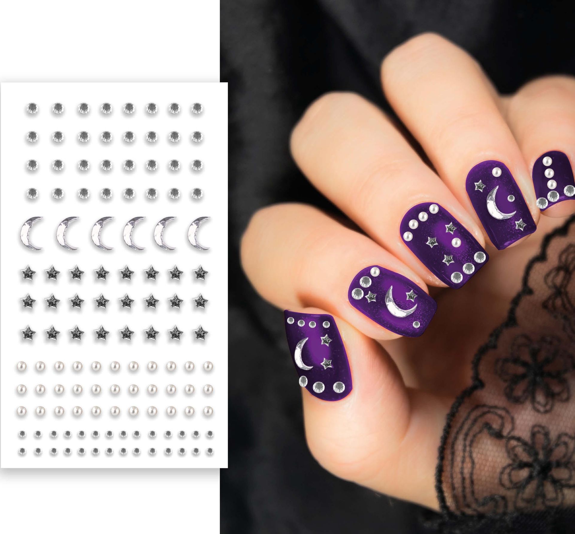 Zilveren nagelstickers diamond