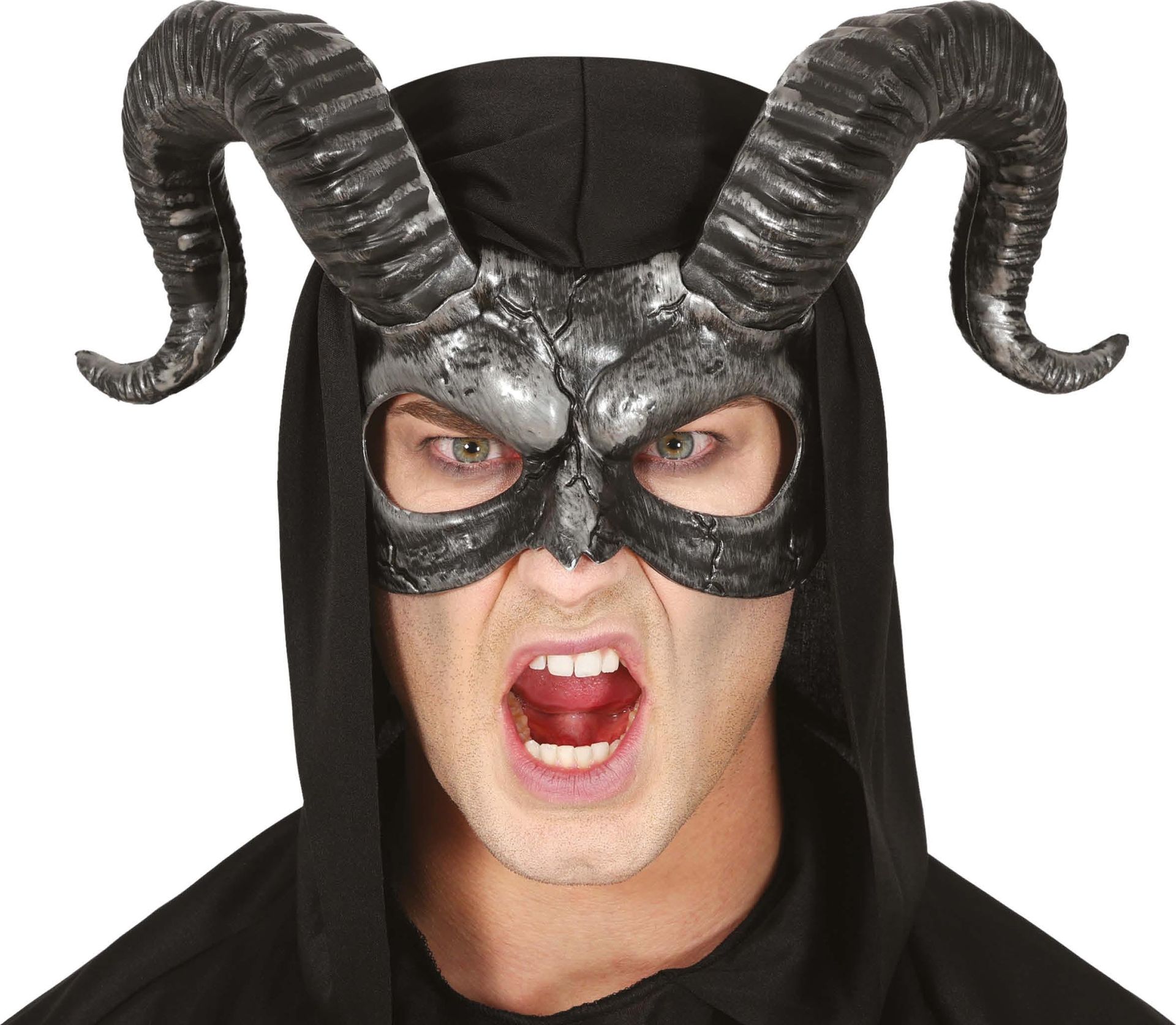 Zilveren oogmasker met horens