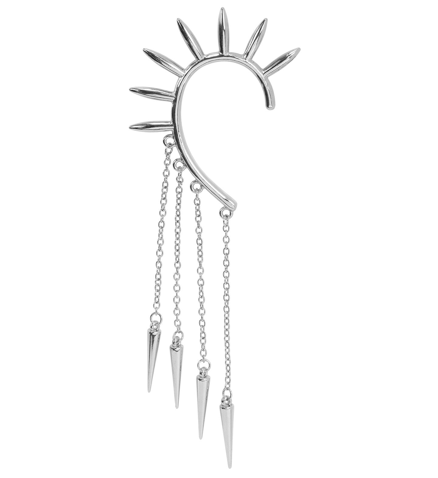 Zilveren Oorbel Stekels met Hangers