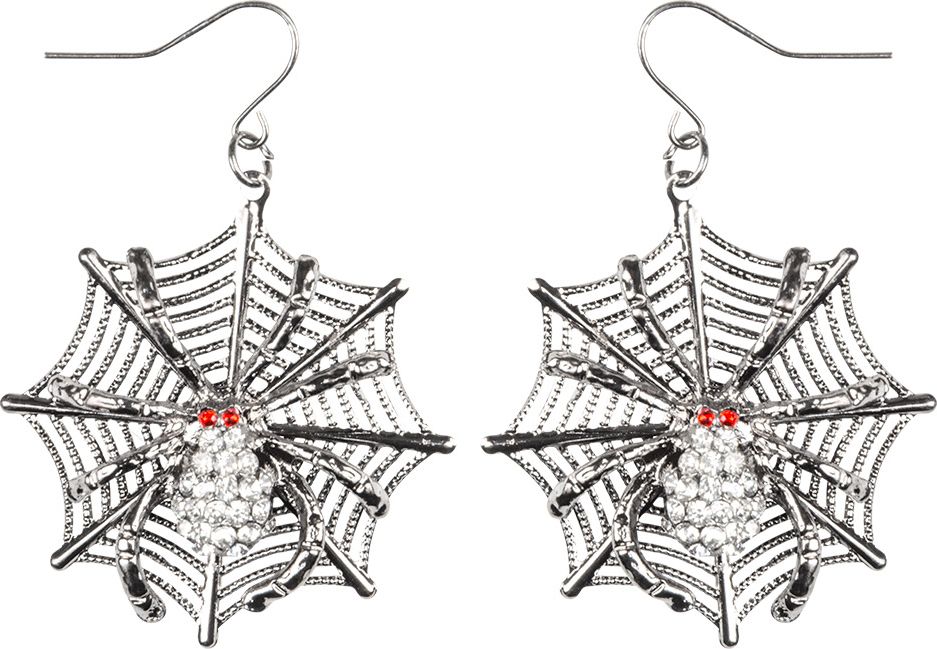 Zilveren oorbellen met spinnenweb